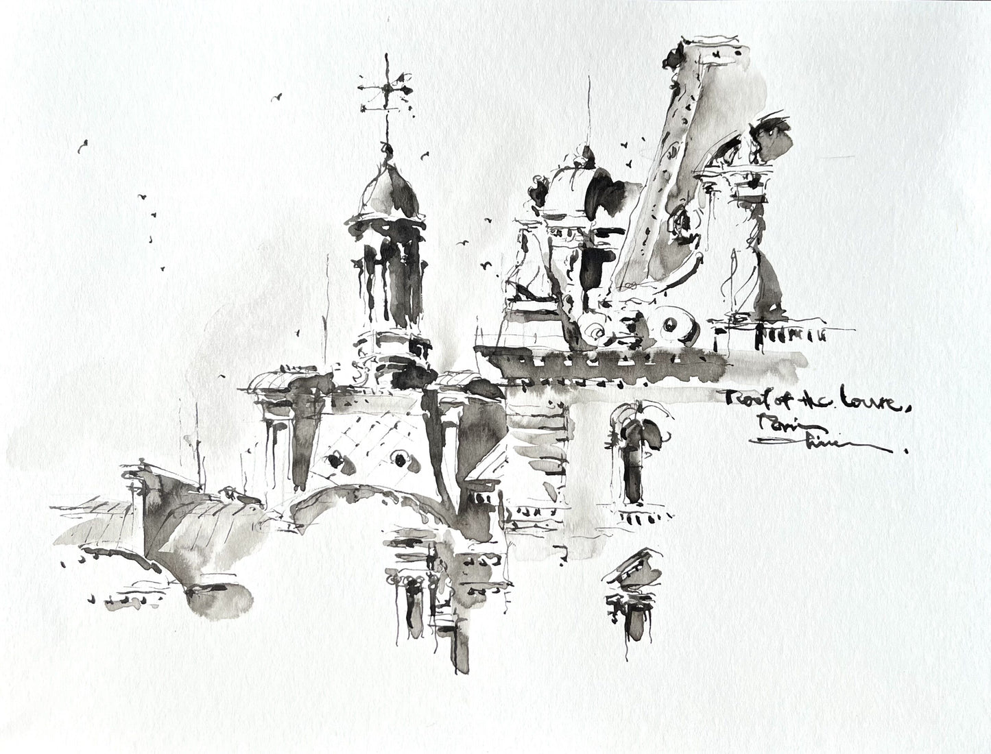 A corner of the Louvre roof in Paris ( 2 ),(size 9''x12'')