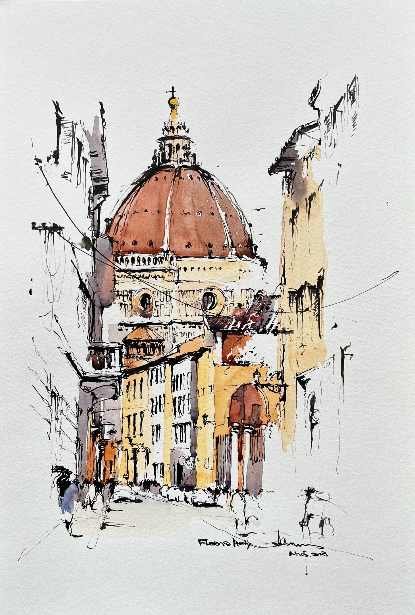 Street view at The Florence Cathedral, Italy (size 12''x 18'')