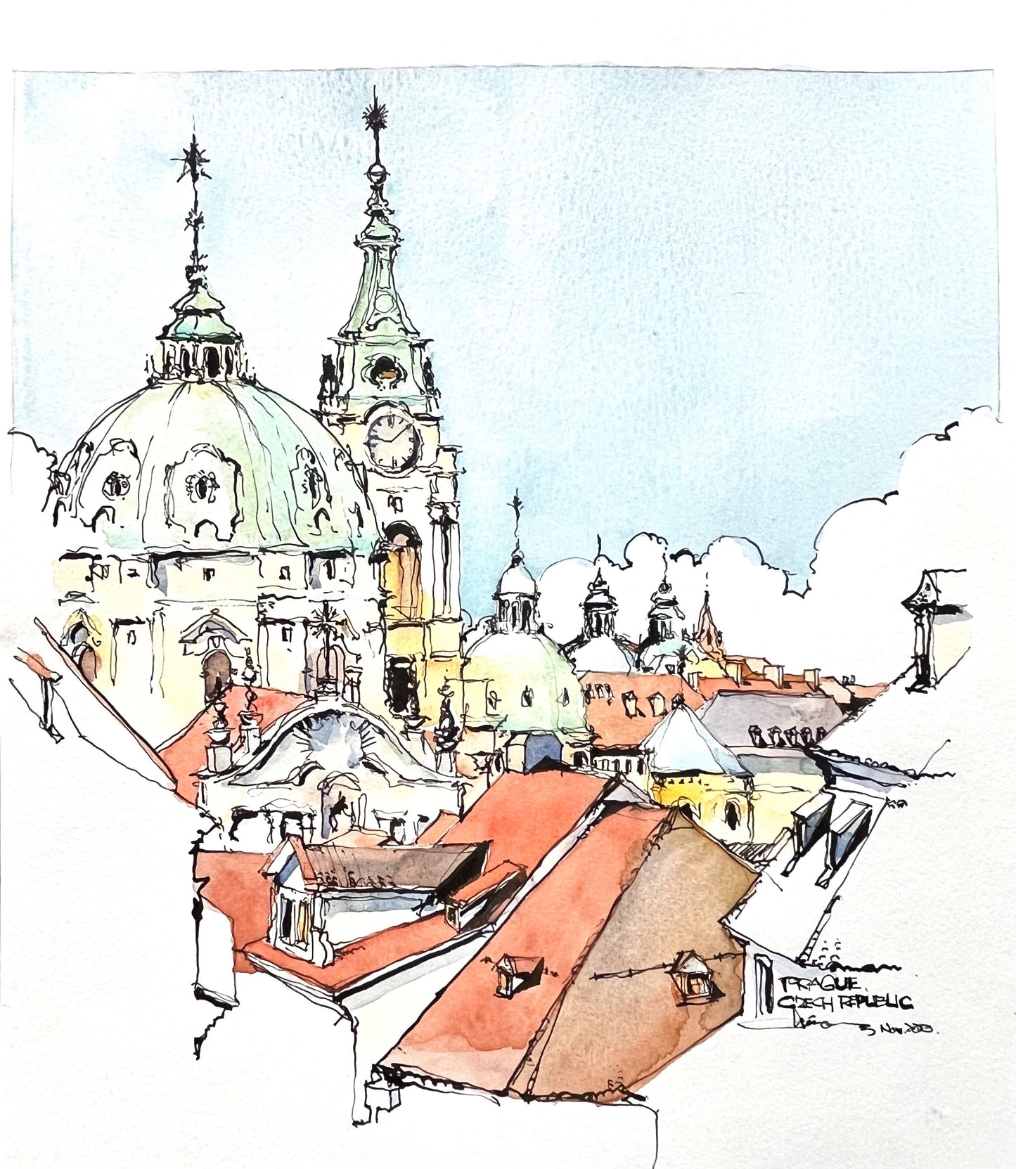 The skyline of Prague ( 1 ),(size 12''x 14'')