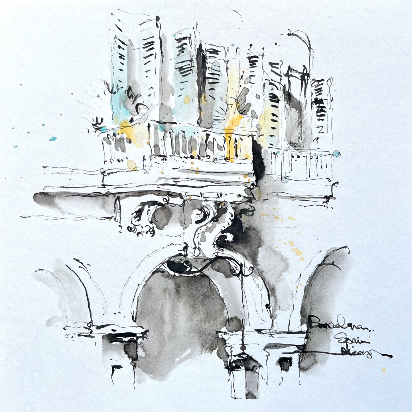 Architectural details, Barcelona, Spain ( 1 ), (size 9''x 9'')