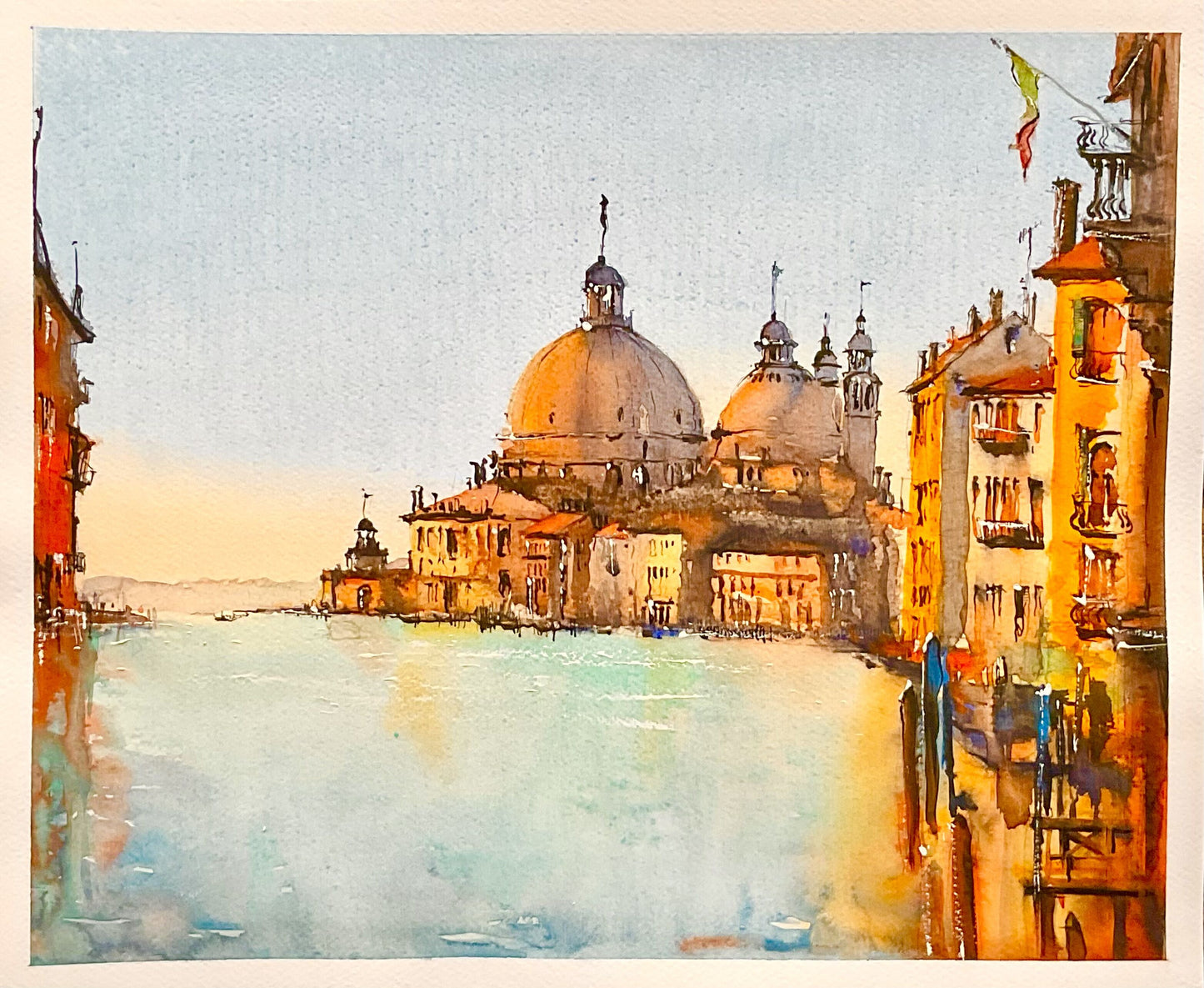 Venice at sunset from the Grand Canal (size 14'' x 17'')