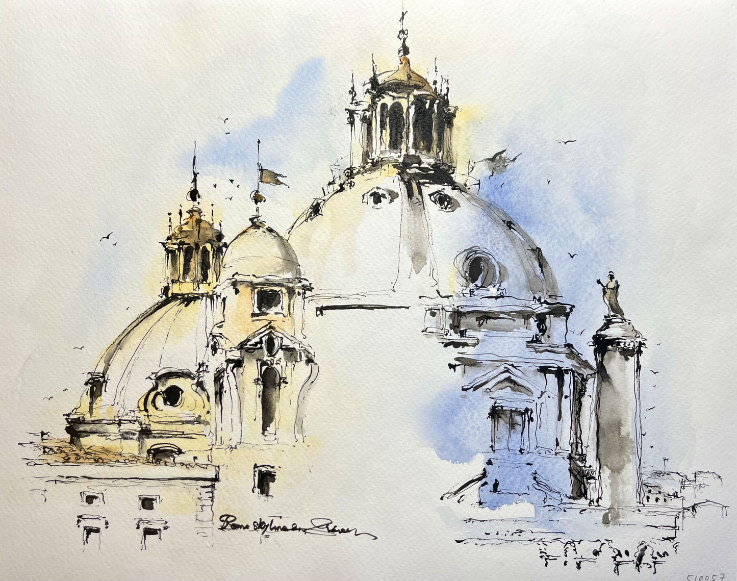 Rome skyline (2), Italy (size 11''x14'')