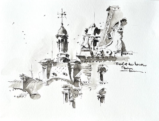 A corner of the Louvre roof in Paris （ 2 ），(size 9''x12'')