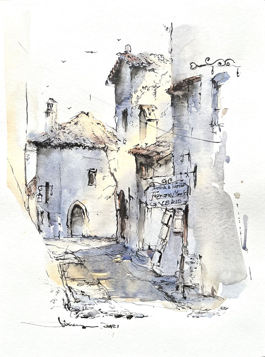 A corner of a European town (size 9''x12'')