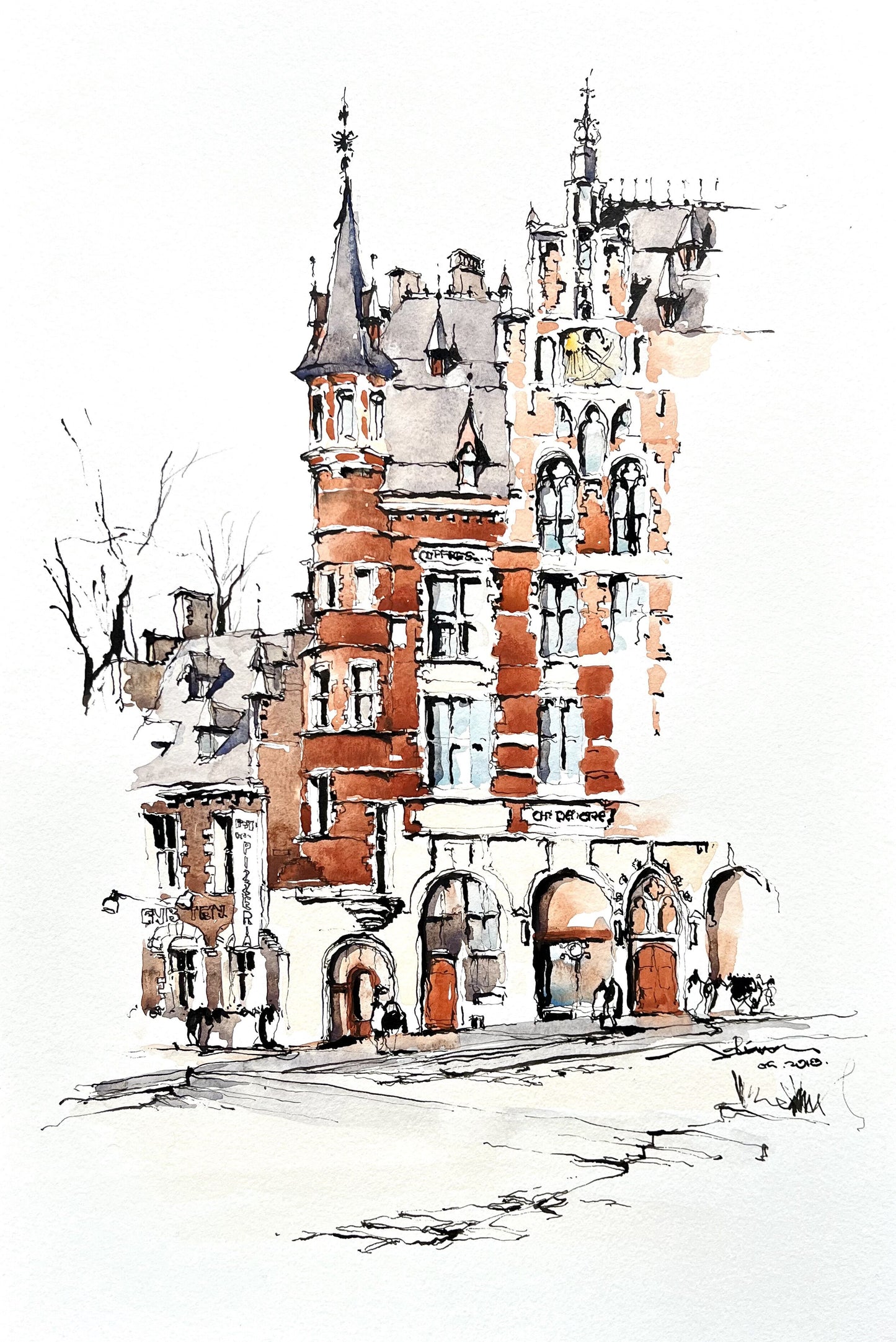 Facade  of a building in Brussels (size 12''x 18'')   (SOLD)