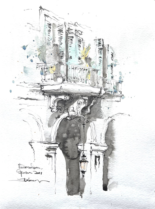 Architectual details, Barcelona, Spain ( 2 ）， (size 9''x 12'')