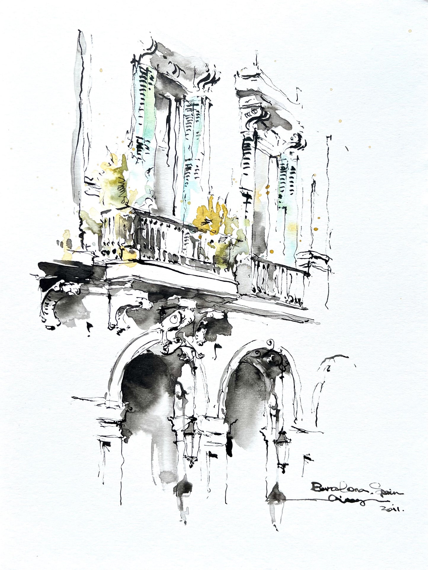 Architectual details, Barcelona, Spain（ 3 ），(size 9''x 12'')