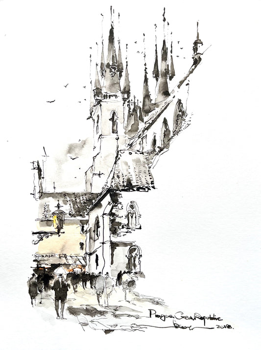 A Prague street scene (size 9''x12'')
