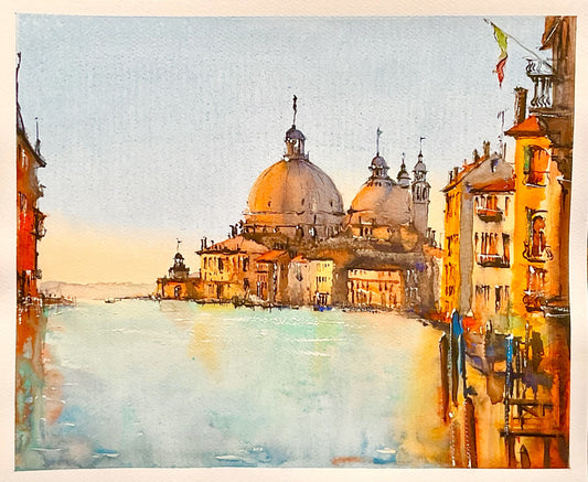 Venice at sunset from the Grand Canal (size 14'' x 17'')