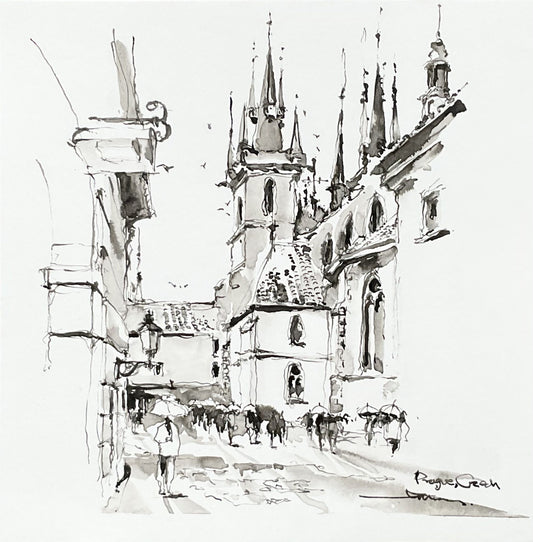 Prague street scene (size 9'' x 9'')