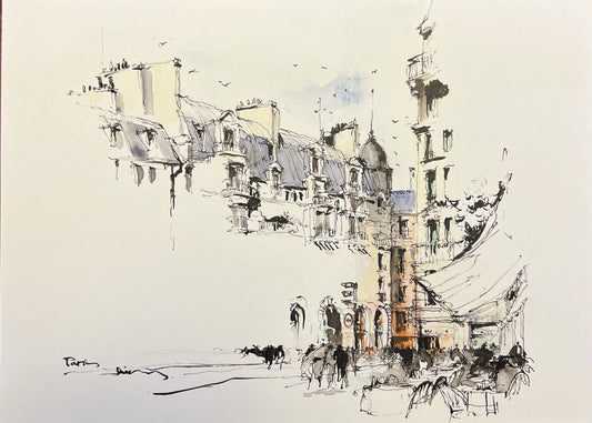 Paris Skyline, France (size 9"x12")