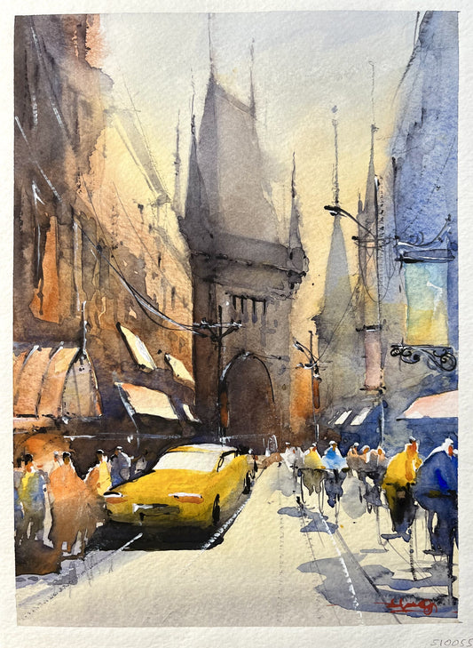 Prague at Sunset (size 9''x12'')