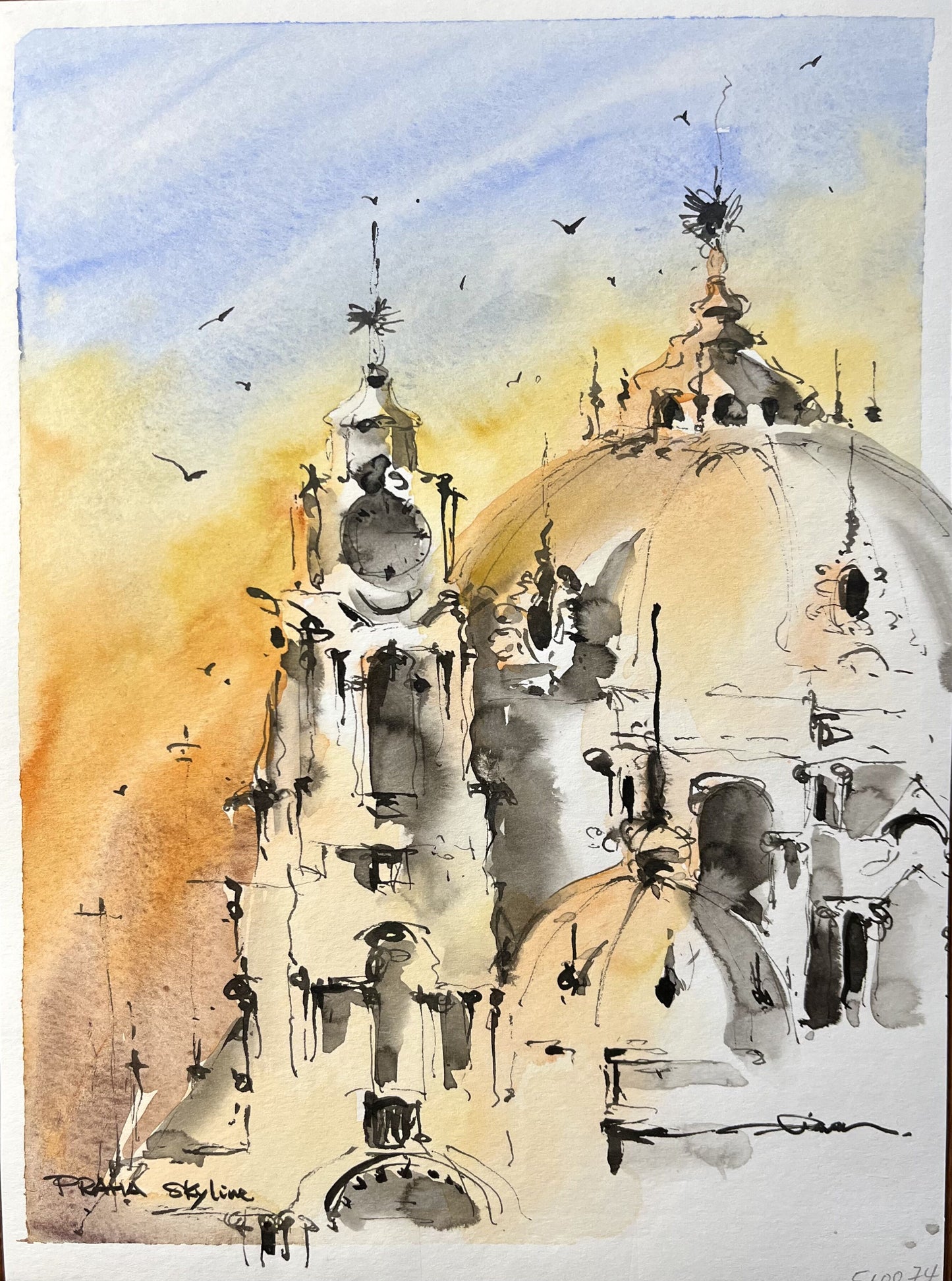 Praha Skyline (2)  (size 9''x12'')