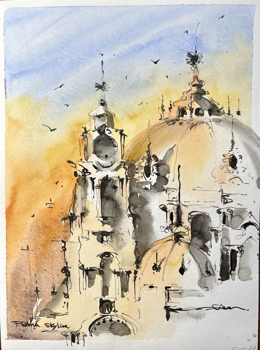 Praha Skyline (2) (size 9''x12'')