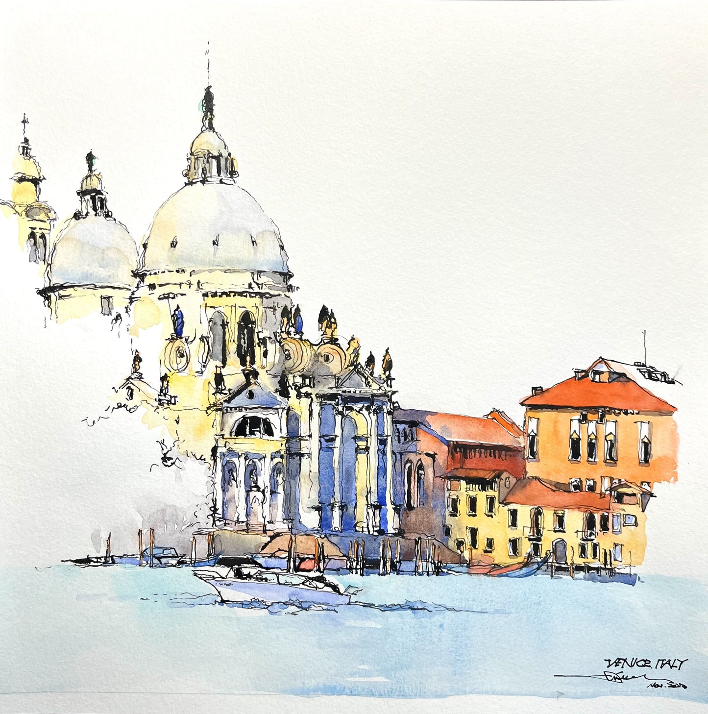 Venice waterfront, Italy (size 12''x12'')